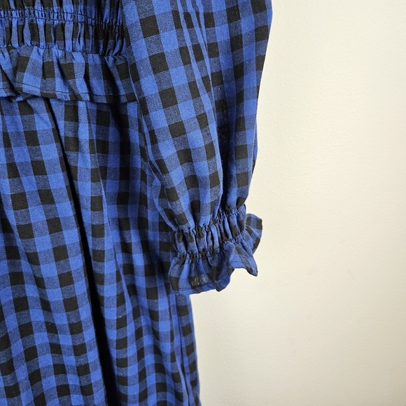 O.P.T Kobo Dress In Blue Gingham Size M NWT Smocked - Picture 5 of 10